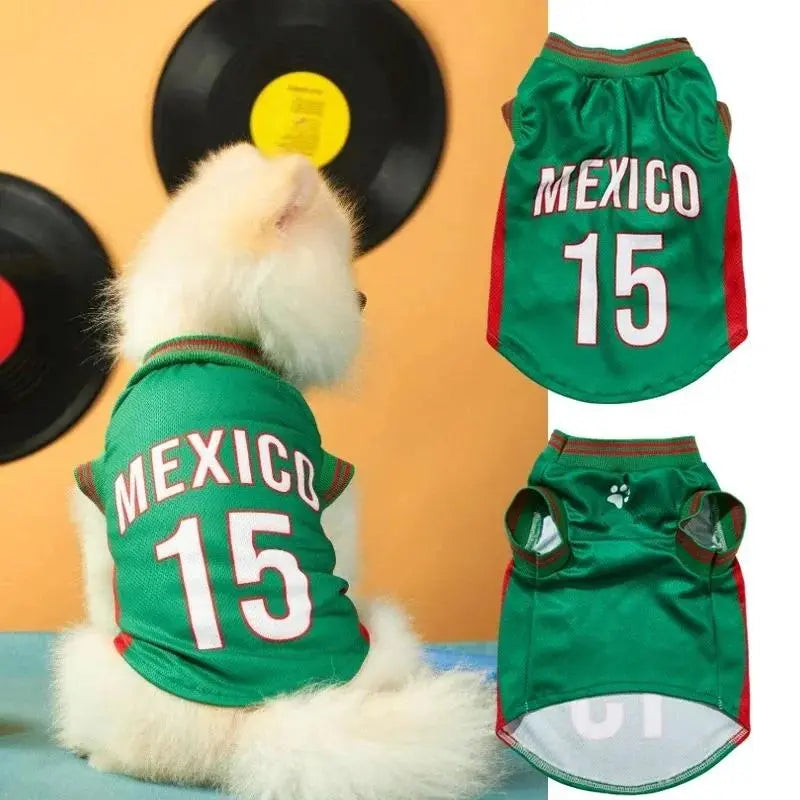 Pet Sports Jersey Shirt for Dogs and Cats, Lightweight Breathable Sleeveless Mesh Puppy Vest, Cute Soccer Style Pet Outfit for Small Medium Pets, Parties, Photos, Walks and Game Day