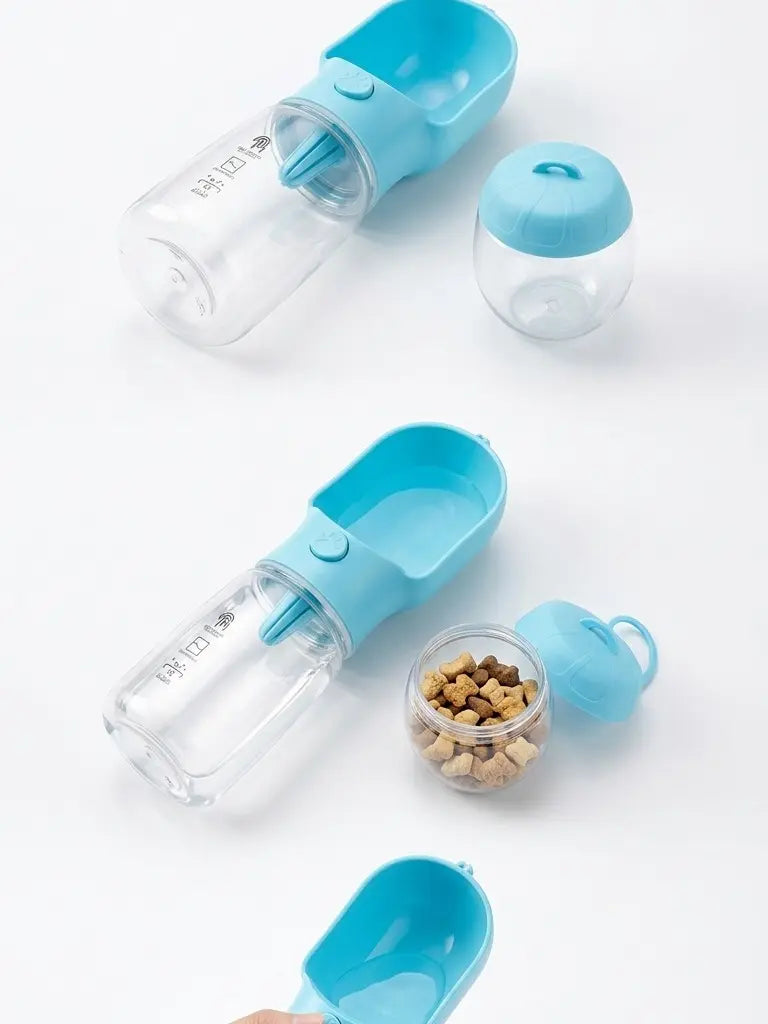 3In1 Pet Water Bottle - Portable 20Oz Leak Proof Container with Poop Bag Dispenser, Ideal for Travel, Hiking, and Outdoor Use