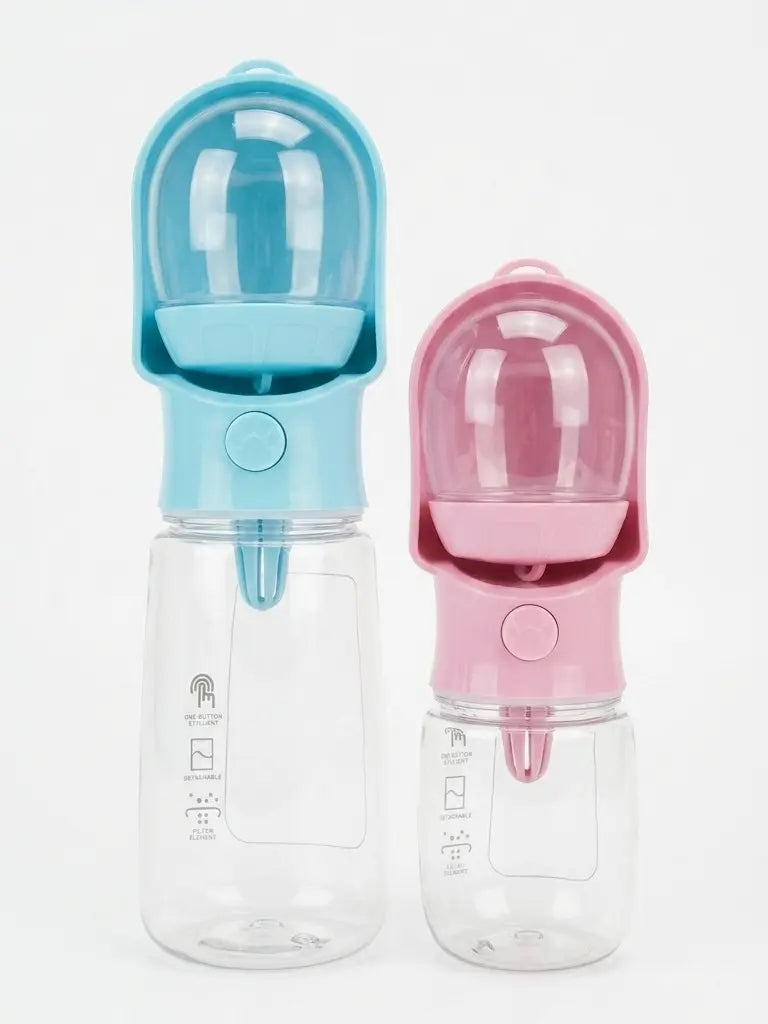 3In1 Pet Water Bottle - Portable 20Oz Leak Proof Container with Poop Bag Dispenser, Ideal for Travel, Hiking, and Outdoor Use