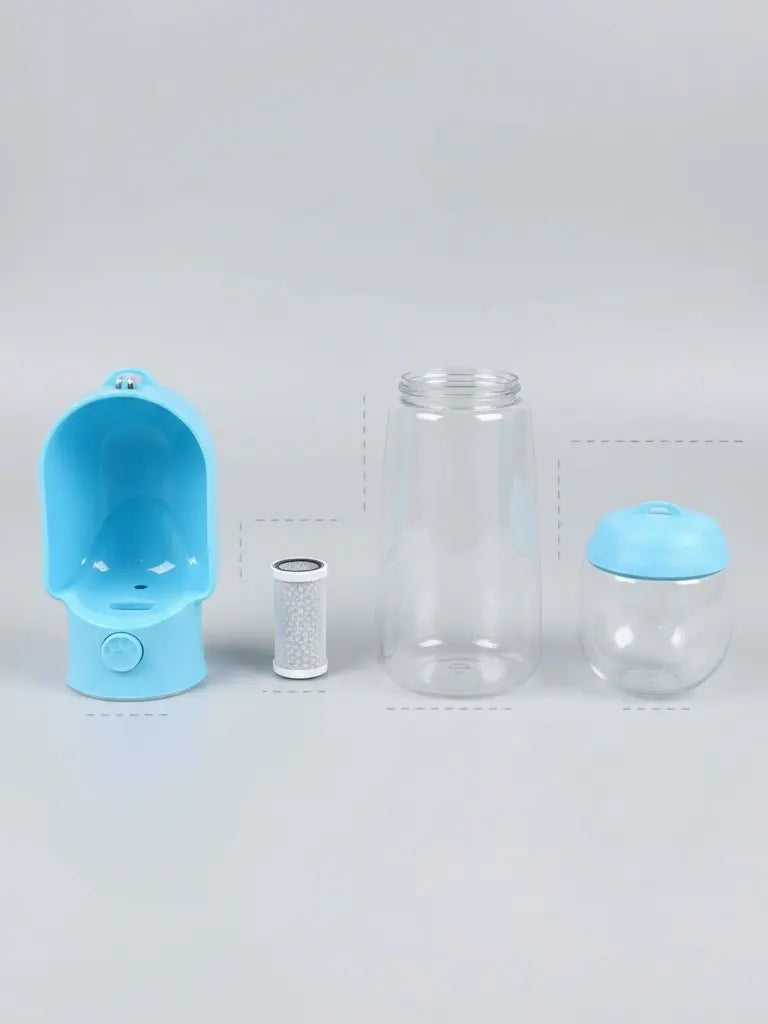 3In1 Pet Water Bottle - Portable 20Oz Leak Proof Container with Poop Bag Dispenser, Ideal for Travel, Hiking, and Outdoor Use
