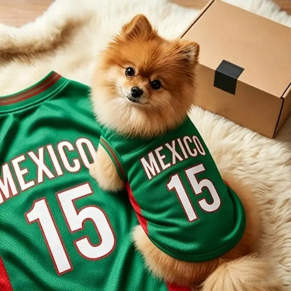 Pet Sports Jersey Shirt for Dogs and Cats, Lightweight Breathable Sleeveless Mesh Puppy Vest, Cute Soccer Style Pet Outfit for Small Medium Pets, Parties, Photos, Walks and Game Day